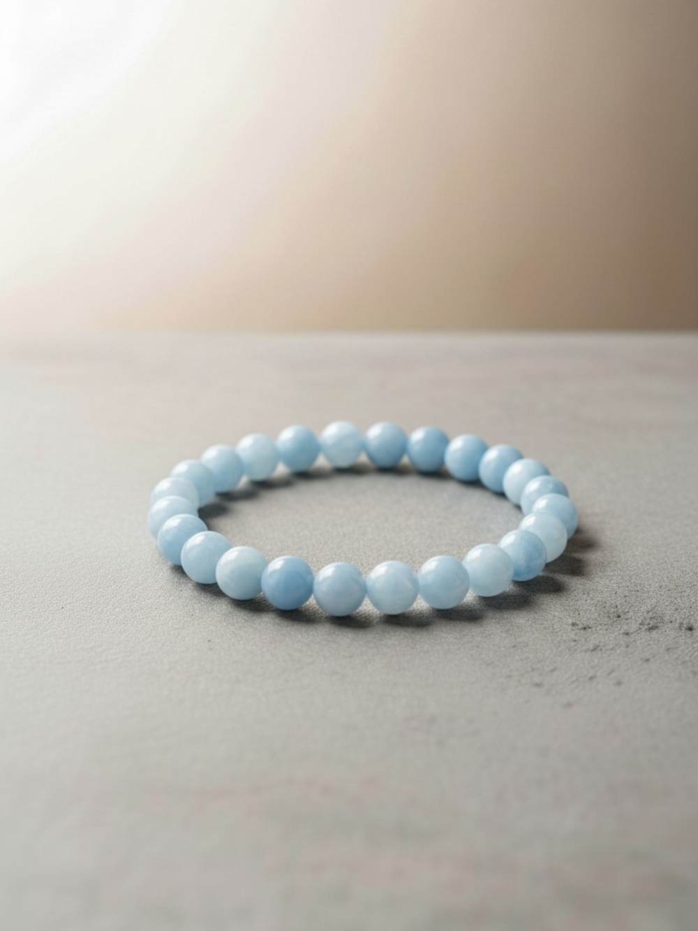Delicate Light Blue Beaded Stretch Bracelet - Women Jewelry